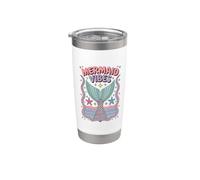 Vibes de sirena, diseño de amante de las sirenas para niñas y niños Vaso térmico de acero inoxidable de doble pared