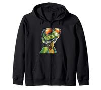 Vibes geniales de reptiles con un traje de lagarto de gafas de sol Sudadera con Capucha