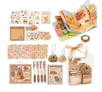 Vibhgtf Capibara Linda Linda - Juego Escolar Creativo | Conjunto de bolígrafos, pegatinas, estuche y bolígrafos para estudiantes, regalo infantil, cumpleaños, regreso a clase