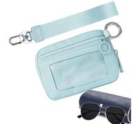 Vibhgtf Cartera pequeña para mujer - Monedero con Tarjetero y Correa de Muñeca | Papel impermeable con identificación Ventana para mujeres y chicas, Viaje, uso diario, Azul hielo, Fare riferimento