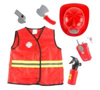 Vibhgtf Disfraz de bombero - Disfraz de jefe de bomberos, juego de rol, kit de rescate, disfraz de bombero realista para niños, niñas, cumpleaños, fiesta, Halloween, casa