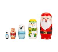 Vibhgtf Muñecas Matroschkas de Madera - 5 navideños apilables | Conjunto de muñecas con Papá Noel, Reno y Schneeman | Regalo de cumpleaños, decoración de Invierno, diversión Familiar