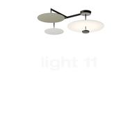 Vibia Flat, lámpara de techo LED 3 focos, verde salvia/blanco roto - 101 cm - DALI/1-10 V/Push