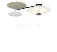 Vibia Flat, lámpara de techo LED 3 focos, verde salvia/blanco roto - 178 cm - DALI/1-10 V/Push