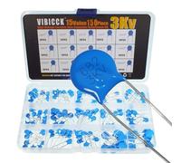VIBICCK Kit surtido de 150 condensadores de disco de cerámica de alto voltaje de 15 valores (3 KV) (rango de condensadores: 0,1 nF ~ 22 nF) (3 KV)