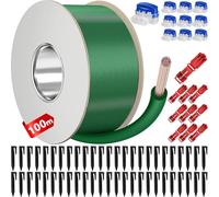 VIBINHO Set de Accesorios para Robots Cortacésped, 100m Cable Robot Cortacésped con 50 piquetas de tierra, 10 Conectores Cable, 10 Terminales Conexión, Compatible con Husqvarna, Gardena, Bosch, Worx