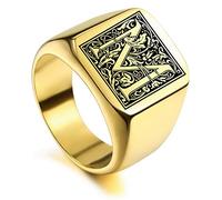 VIBOOS Anillo de Sello con Monograma Inicial Grabado Personalizado para Hombres Mujeres Niños Anillos para Hombre Acero Inoxidable Paquete con Ajustadores de Tamaño de Anillo (Talla 20)