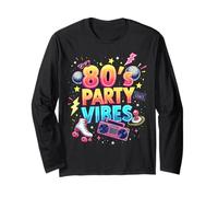 Vibra de fiesta de los años 80 Old School Fun Times Design Manga Larga