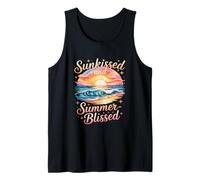Vibraciones de playa bañadas por el sol y felices por el verano, Camiseta sin Mangas