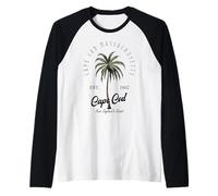 Vibraciones de playa en Cape Cod, Massachusetts, Tropical Tree Island Camiseta Manga Raglan