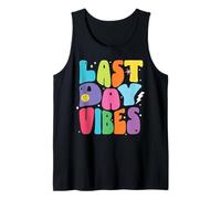 Vibraciones del último día Letras Retro Coloridas Enseñanza Camiseta sin Mangas