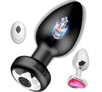 Vibrador de juguetes sexuales de enchufe anal, conjunto de enchufe anal de 2 piezas, 10 modos de vibración, enchufe del culo del masajero de próstata de control remoto, juguete estimulador del