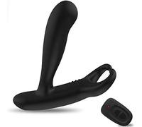 Vìbràdòr de Prósťatå Masculino Màsajěadọr de Prósțatà con Anillo, Víbrådør de Púnto Ġ con Control Remoto Calefacción, Vībrạnťe Pluĝ Ānal Sīlićonạ Pareja J