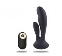 Vibrador doble de silicona realista falo vibrador vaginal consolador anal negro