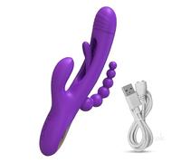 Vibrador Rabbit Vibrator G-Spot Vibrator Patting Para Mujeres 3 en 1 Clitoris Vibrator Potente Vibrador Anal Plug Juguetes sexuales Adultos