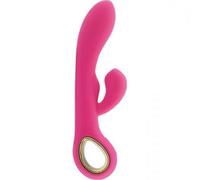 Vibrador vaginal de silicona suave doble consolador vibratorio falo para clít...
