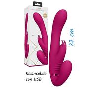 Vibrador vaginal doble conejo anal portátil correa de silicona recarga