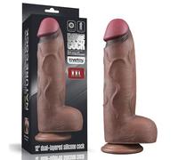 Vibradores clásicos marca LoveToy 12'' Dual Layered Silicone Cock XXL