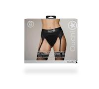Vibradores clásicos marca OUCH! Slip con vibrazione e reggicalze Vibrating Strap-on Thong, Adjustable Garters Black