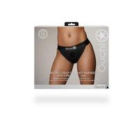Vibradores clásicos marca OUCH! Slip strap on con bullet Vibrating Strap-on Panty Harness Open Back Black