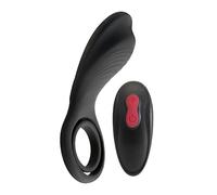 Vibradores clásicos marca S Pleasures Premium Line Remington es una anilla vibradora doble con control remoto en color negro