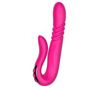 Vibradores, Consolador Vibrador Rotación telescópica automática Calefacción 10 velocidades Vibración Punto G Clítoris Masaje vaginal Juguetes sexuales para mujeres,Rosado
