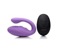 Vibradores dobles marca XR - INMI VIBRADOR DOBLE CON PULSATORIO USB C/MANDO LILA
