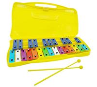 Vibráfono, xilófono de 25 notas con mazos Instrumento de percusión musical cromática Glockenspiel, instrumento musical, amarillo