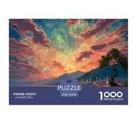 Vibrant and Colorful Fireworks 1000 Pcs Stabiler Karton Puzzle Fireworks Over Fantasy Castle Stressabbau Kreatives Spiel Puzzles Für Erwachsene Und Kinder 70x50cm/1000pcs
