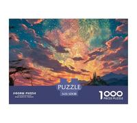 Vibrant and Colorful Fireworks 1000 Pcs Stabiler Karton Puzzle Fireworks Over Fantasy Castle Stressabbau Kreatives Spiel Puzzles Für Erwachsene Und Kinder 52x38cm/1000pcs