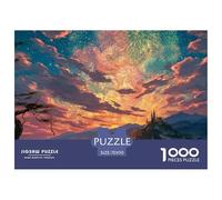 Vibrant and Colorful Fireworks 1000 Stück Ökopapier Puzzle Fireworks Over Fantasy Castle Lebendige Bilder Kreatives Spiel Puzzles Für Erwachsene Und Kinder 70x50cm/1000pcs