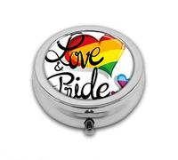 Vibrant Big and Little Hearts Gay Lesbian Transexual Love Valentines and Pride Custom Round SilverBox Pocket 2.1" - 3 Compartimentos Box/Pastillero Bolsillo