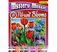 Vibrant Blooms Mystery Mosaics Color by Number: 50 Pixel Art Flower Scenes (Mystery Mosaic Color By Number Collection)