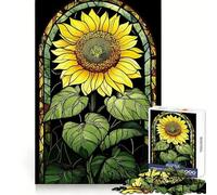 Vibrant Blossom ︰ Rompecabezas de 1000 Piezas con diseño de Girasol en vitral para Adolescentes Ideal para Relajarse y Disfrutar del Tiempo Libre Temporada (50x75cm)
