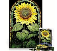 Vibrant Blossom ︰ Rompecabezas de Girasoles de vitral de 1000 Piezas para Adolescentes Ejercicio Mental Pasatiempo Relajante Navidad (38x26cm)