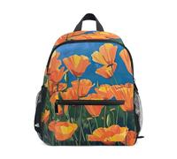 Vibrant California Poppies - Mochila infantil con etiqueta de nombre, mochila preescolar para niñas, Vibrante patrón de amapolas de California, 6-8 Years, Lindas mochilas
