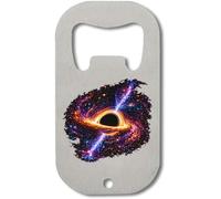 Vibrant Cosmic Black Hole Energy - Abridor de botellas de acero inoxidable, color plateado