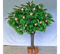 Vibrant Fake Peach Tree with Lush Foliage with Elongated Leaves Lifelike Faux Plant with Picket Base for Home Decor(1.5M)