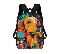 Vibrant Golden Retriever Pop Art Bright And Cheerful Dog Print Golden Retrieve Dog Portrait Mochila Infantil, Mochila Escolar Infantil, Mochilas Escolares Impresas En 3D Para Niños Y Estudiantes Ado