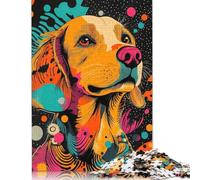 Vibrant Golden Retriever Pop Art Bright and Cheerful Dog Print Golden Retrieve Dog Portrait Rompecabezas Imposible,desafío para Adultos Entretenimiento Creativo 1000 Piezas Obra De Arte De Juego De