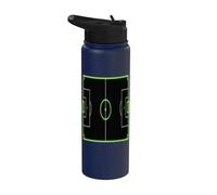 Vibrant Green Soccer Field Outline Football Pitch Stainless Steel Insulated Water Bottle