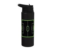 Vibrant Green Soccer Field Outline Football Pitch Stainless Steel Insulated Water Bottle