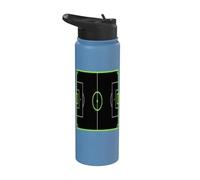 Vibrant Green Soccer Field Outline Football Pitch Stainless Steel Insulated Water Bottle