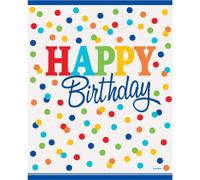Vibrant """"Happy Birthday"""" Rainbow Polka Dots Loot Bags - (Pack of 8) - Perfect for Happy Birthday Parties & Unforgettable Gift Bags