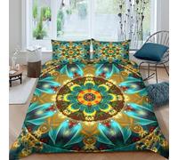 vibrant mandala style Funda Edredon Juego de 3 Piezas Diseño 3D con Cremallera vibrant mandala estilo Funda de Edredón incluye Funda de Almohada Transpirable Suave for Ancianos King（220x240cm）