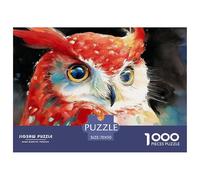 Vibrant Oil Painting Depicting A Red Owl 1000 Pcs Cartón Fuerte Rompecabezas Watercolor Red Owl Imposible, Difícil Juego Familiar Puzzle para Niños Pequeños 70x50cm/1000pcs