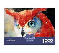 Vibrant Oil Painting Depicting A Red Owl 1000 Pcs Stabiler Karton Puzzle Owl Face Lebendige Bilder Kreatives Spiel Puzzles Als Geburtstagsgeschenke 52x38cm/1000pcs