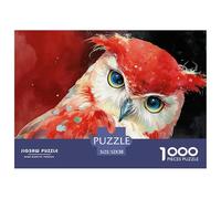 Vibrant Oil Painting Depicting A Red Owl 1000 Piezas Cartón Rompecabezas Watercolor Red Owl Imposible, Difícil Juego Creativo Puzzle para Niños Pequeños 52x38cm/1000pcs