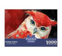 Vibrant Oil Painting Depicting A Red Owl 1000 Piezas Cartón Rompecabezas Watercolor Red Owl Imposible, Difícil Juego Familiar Puzzle para Niños Pequeños 38x26cm/1000pcs