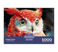 Vibrant Oil Painting Depicting A Red Owl 1000 Piezas Cartón Rompecabezas Watercolor Red Owl Liberador De Estrés Juego Creativo Puzzle Juego De Desafío Difícil 52x38cm/1000pcs